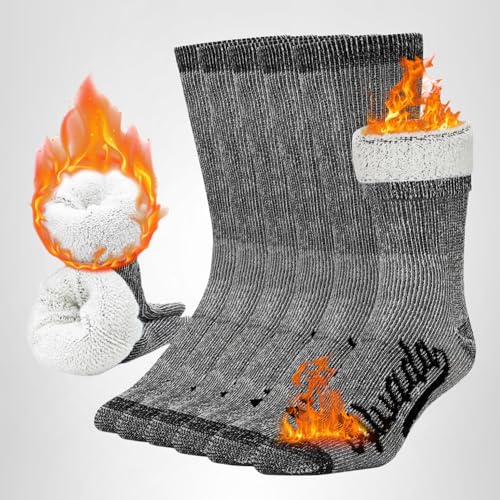 Alvada Merino Wool Hiking Socks Thermal Warm Crew Winter Boot Sock For Men Women 3 Pairs ML