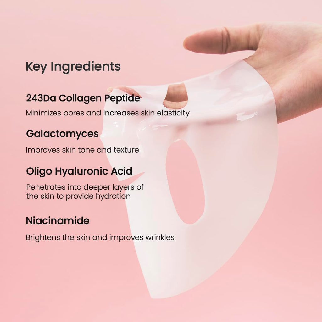 BIODANCE Bio-Collagen Real Deep Mask, Hydrating Overnight Hydrogel Mask, Pore Minimizing, Elasticity, Plumping Improvement, Korean Skin Care, Valentines Day Gifts for Her | 1.19oz(34g) x 4ea