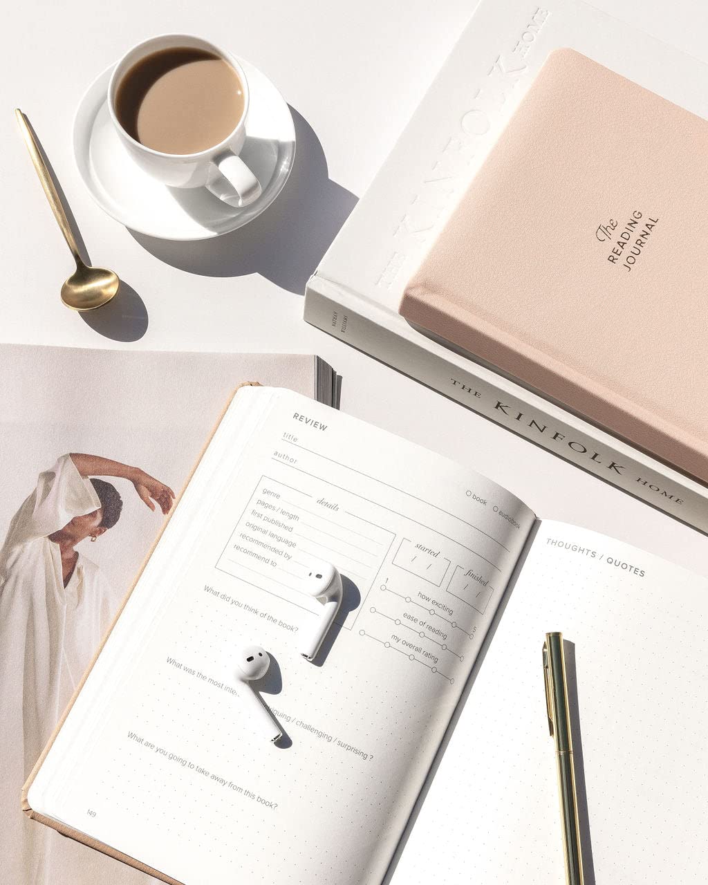 Kunitsa Co. Reading Journal - 105 reviews. Review and Track Your Reading. Book Journal for Book Lovers & Readers. Blush