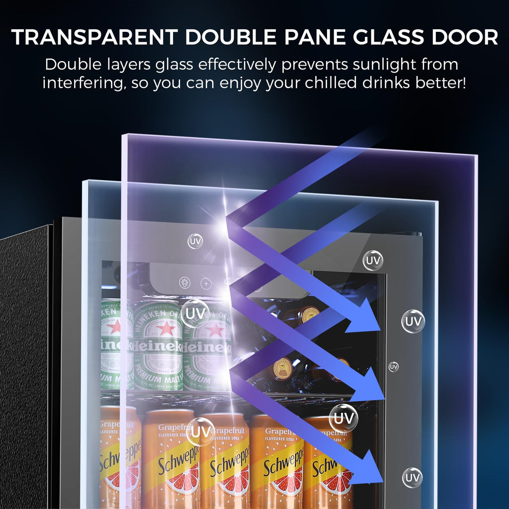 Electactic 68 Cans Beverage Refrigerator Cooler, 1.7 cu.ft Mini Fridge Glass Door Drink Cooler for Beer, Soda,Wine, Digital Temperature Control for Home Office Bar
