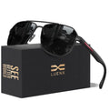 LUENX Aviator Sunglasses for Men Square Polarized Polygon Lens - UV 400 Protection with Accessories(Black Lens)