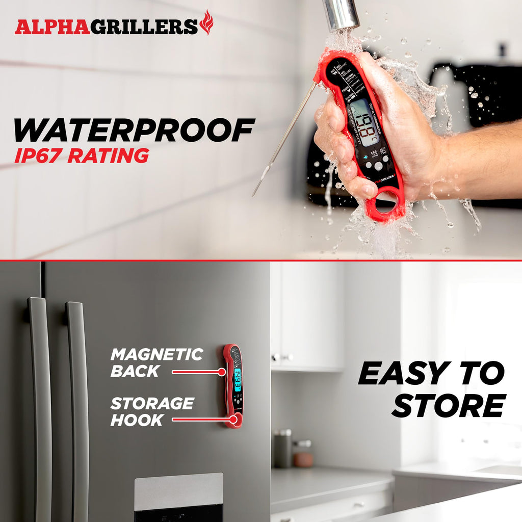Alpha Grillers Meat Thermometer Digital – Instant Read Food Thermometer for Cooking & Grilling – Professional Kitchen Gift for Men, Dad & Mom