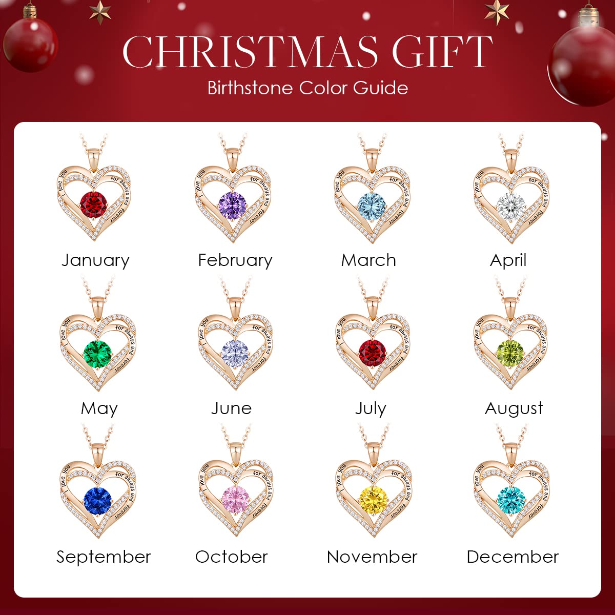 CDE Valentine's Day Gift Forever Love Heart Necklaces for Women, Wedding Anniversary, Birthday Mothers Day Christmas Day Gifts for Mom, Mother, Wife, friend, S925 Silver Jewelry with Birthstone Pendant