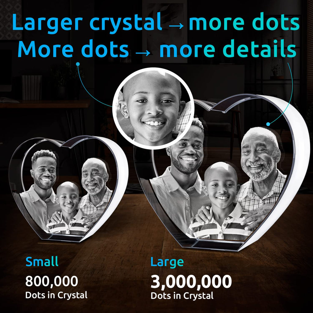 ArtPix 3D Crystal Photo, Valentines Day Personalized Gifts for Women, Wife, Men, Her, Him, Great V-Day Custom Gift with Your Own Photo, Customized Glass 3D Laser Etched Picture Wedding - Heart