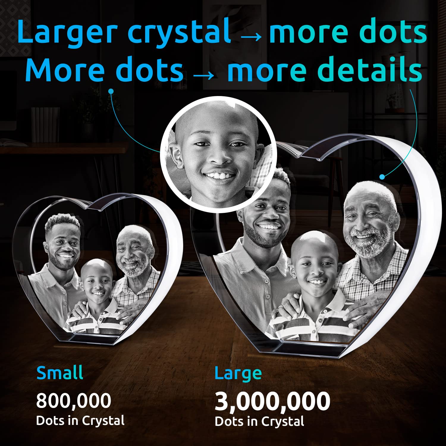 ArtPix 3D Crystal Photo, Valentines Day Personalized Gifts for Women, Wife, Men, Her, Him, Great V-Day Custom Gift with Your Own Photo, Customized Glass 3D Laser Etched Picture Wedding - Heart