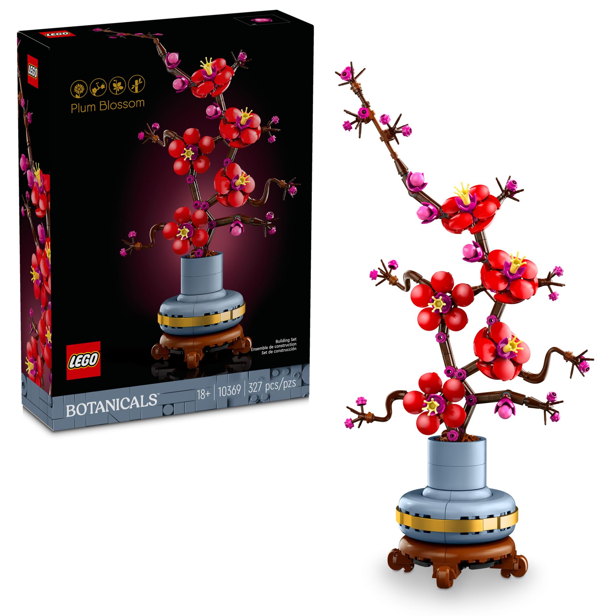 LEGO Botanicals Plum Blossom Building Sets for Adults - Artificial Flower for Dinner Table Centerpiece, Living Room Home Decor, Ages 18+ - DIY Craft Kits - Gift for Birthdays - 10369