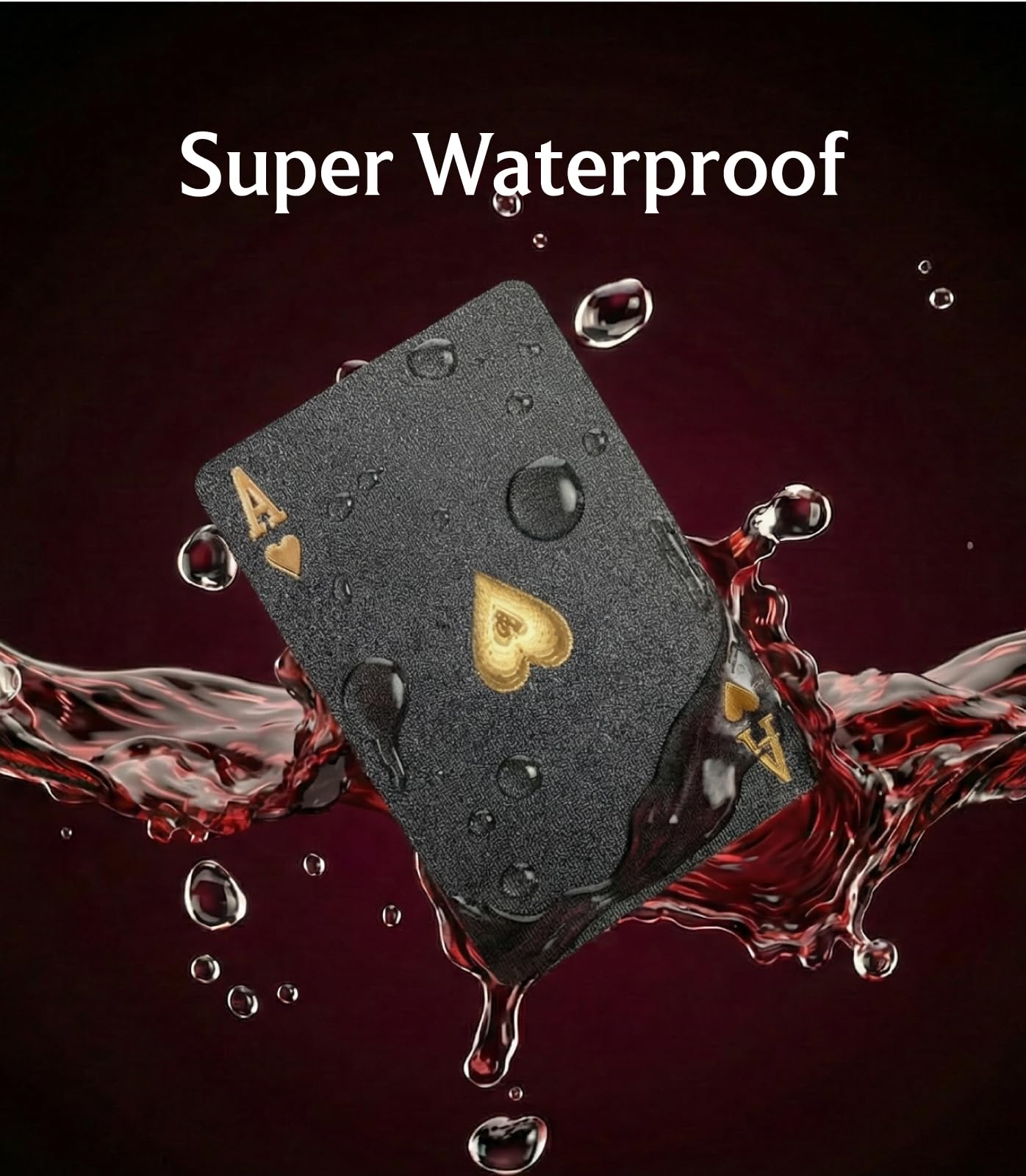 BIERDORF Diamond Waterproof Black Playing Cards, Poker Cards, HD, Deck of Cards (Black)