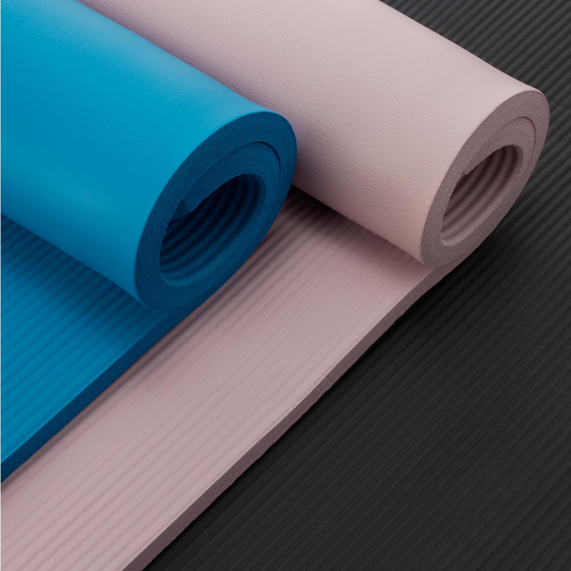 Amazon Basics 1-Inch Extra Thick Workout Exercise Yoga Mat with Carrying Strap, 74" x 24", Aqua