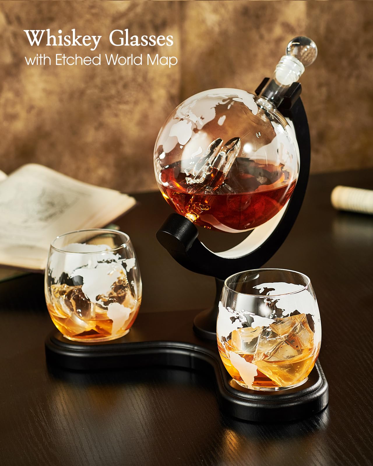 Gifts for Men Dad, Kollea Unique Light Up Whiskey Globe Decanter Sets with 7 RGB Colors, Cool Christmas Birthday Gift for Men, Funny Anniversary Present for Him Husband