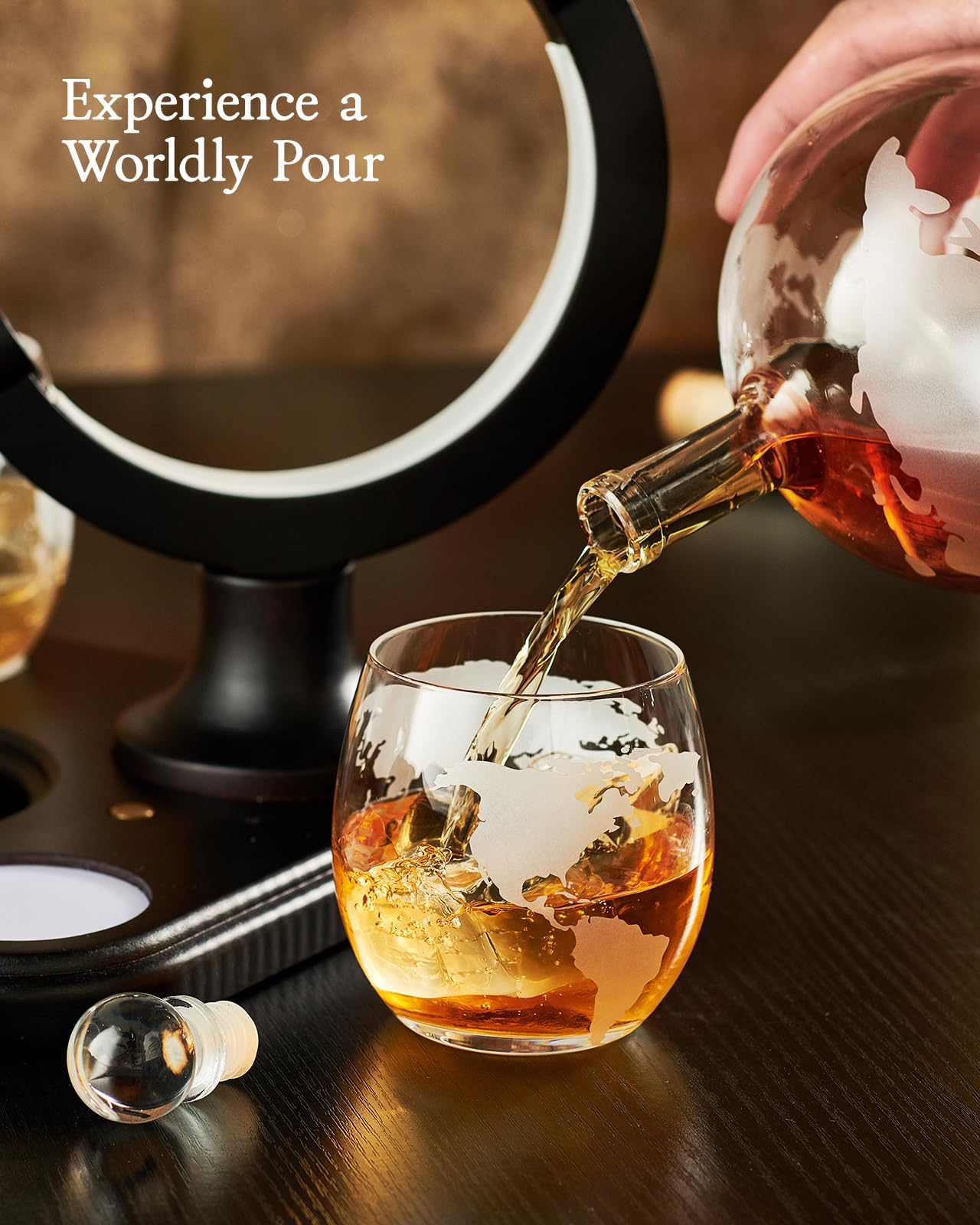 Gifts for Men Dad, Kollea Unique Light Up Whiskey Globe Decanter Sets with 7 RGB Colors, Cool Christmas Birthday Gift for Men, Funny Anniversary Present for Him Husband