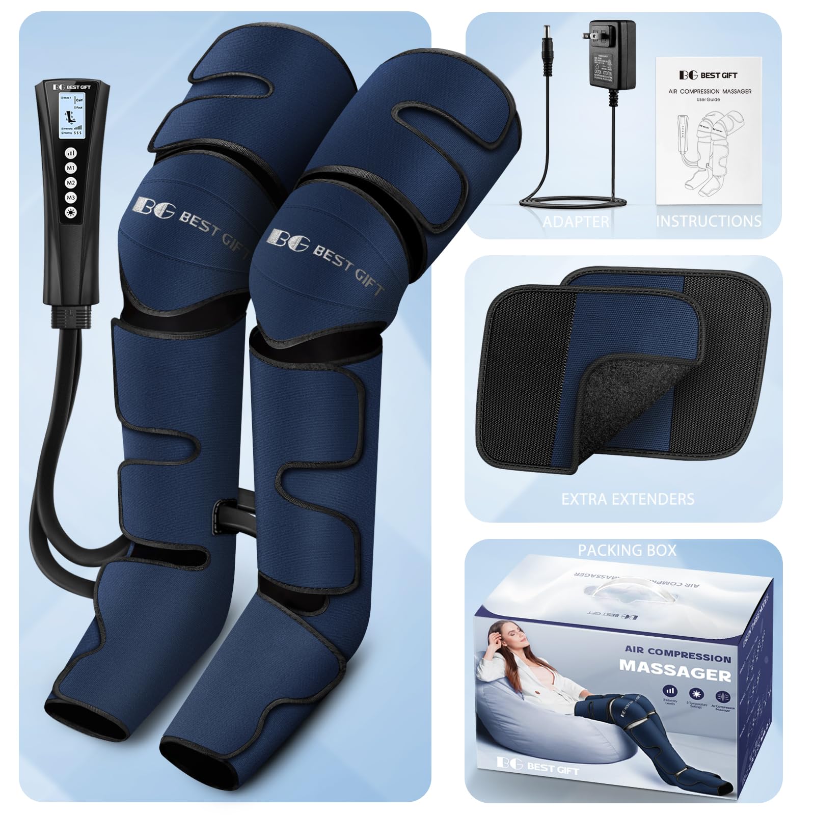 Gifts for Dad Mom Men Women Christmas Mothers Day, Fathers Day, Air Compression Massager with Heat for Foot, Leg, Calf, Thigh, Knee, Helpful for Vericose Veins, Muscle Fatigue, Cramps, Swelling, Edema