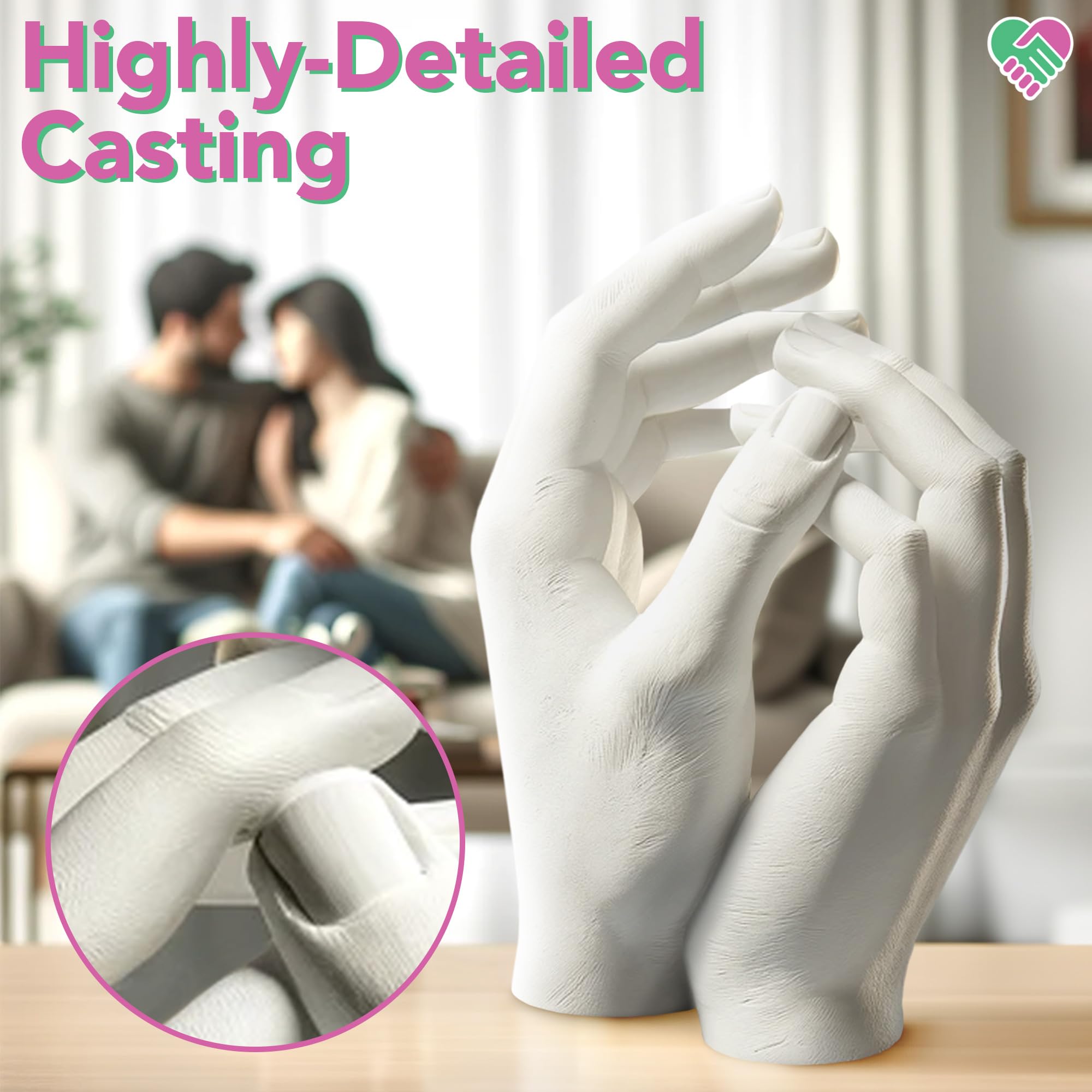 Luna Bean Hand Casting Kit – The Original Hand Mold Kit for Couples – Gifts for Her and Him - Anniversary Engagement Birthday Gifts for Women Men Mom Wife Boyfriend Girlfriend Wedding Bridal Shower