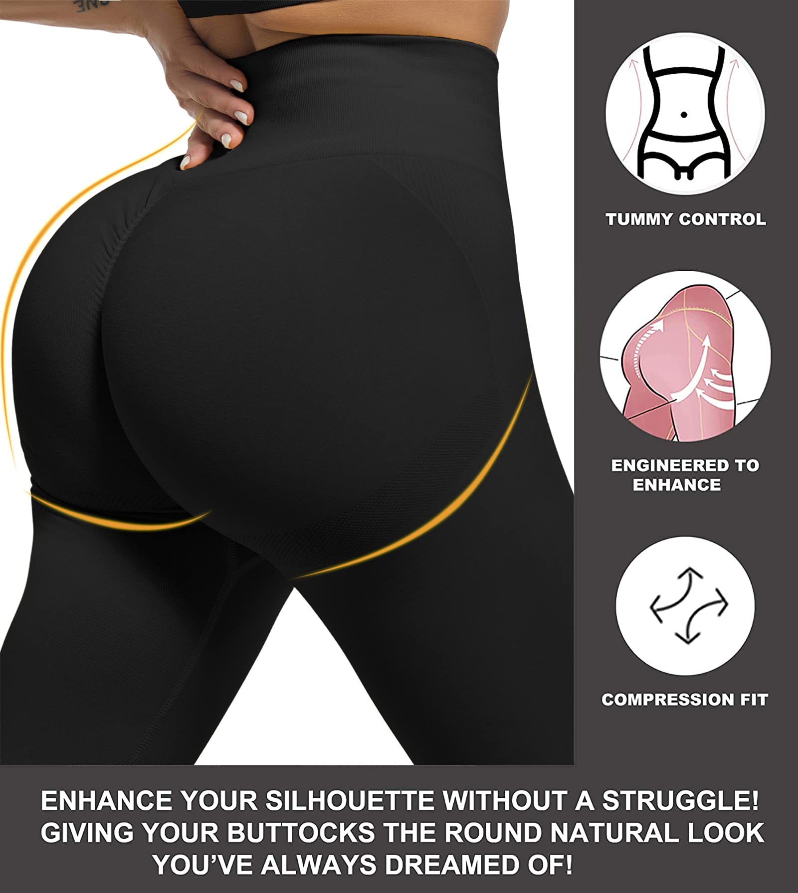 CHRLEISURE Workout Leggings Sets for Women, Gym Scrunch Butt Butt Lifting Seamless Leggings 3 Piece (Black, Gray, Blue, M)-1