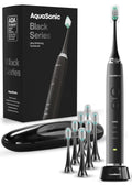 Aquasonic Black Series Ultra Whitening Toothbrush – ADA Accepted Electric Toothbrush- 8 Brush Heads & Travel Case – 40,000 VPM Electric Motor & Wireless Charging - 4 Modes w Smart Timer