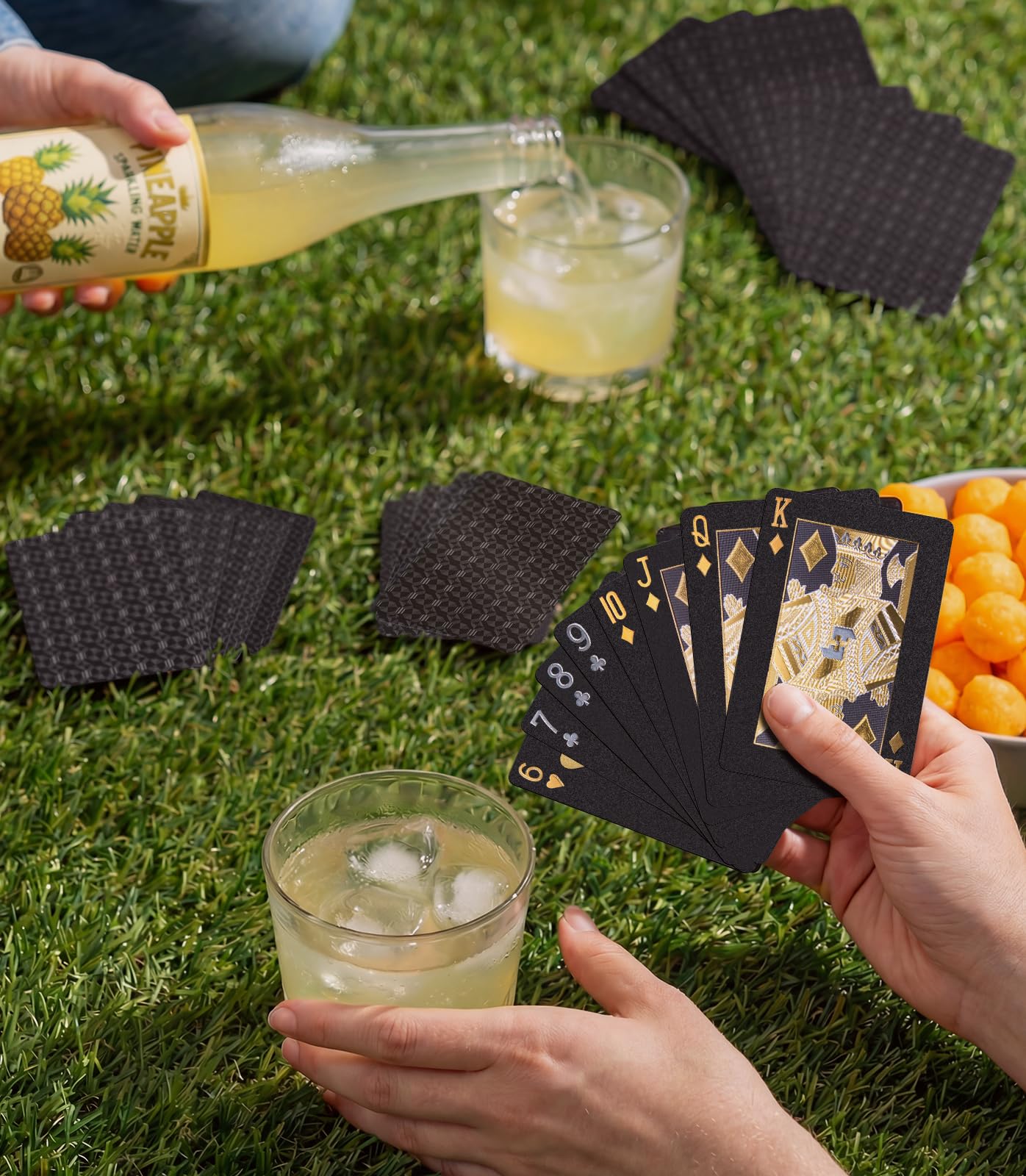 BIERDORF Diamond Waterproof Black Playing Cards, Poker Cards, HD, Deck of Cards (Black)