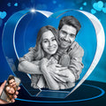 ArtPix 3D Crystal Photo, Valentines Day Personalized Gifts for Women, Wife, Men, Her, Him, Great V-Day Custom Gift with Your Own Photo, Customized Glass 3D Laser Etched Picture Wedding - Heart