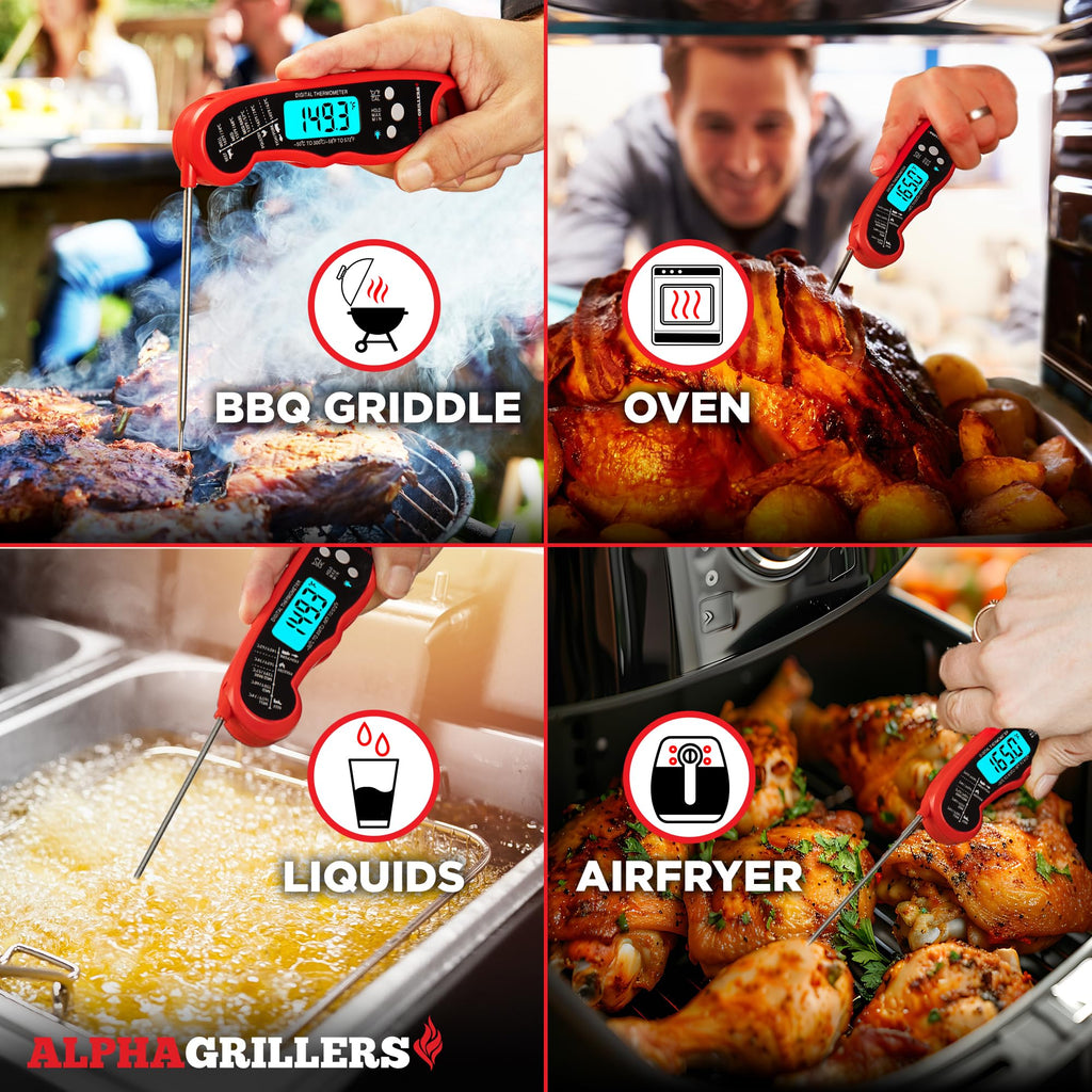 Alpha Grillers Meat Thermometer Digital – Instant Read Food Thermometer for Cooking & Grilling – Professional Kitchen Gift for Men, Dad & Mom