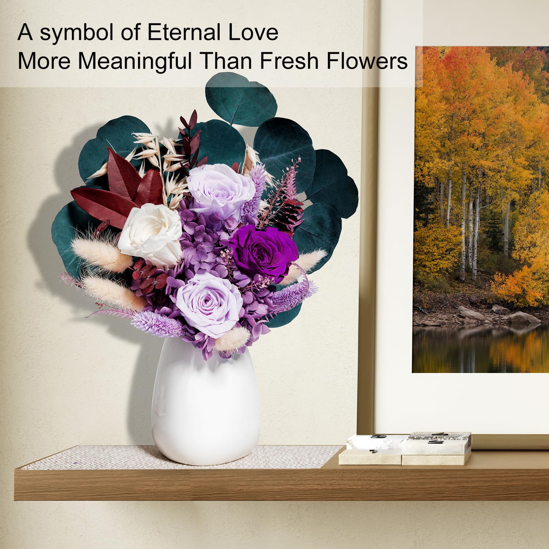 Bonsion Preserved Flowers Gifts for Women, Flower for Delivery, Purple Roses Gifts fo Her, Preserved Roses Bouquets, Birthday Gifts for Grandma, Mothers Day Flowers for Wife