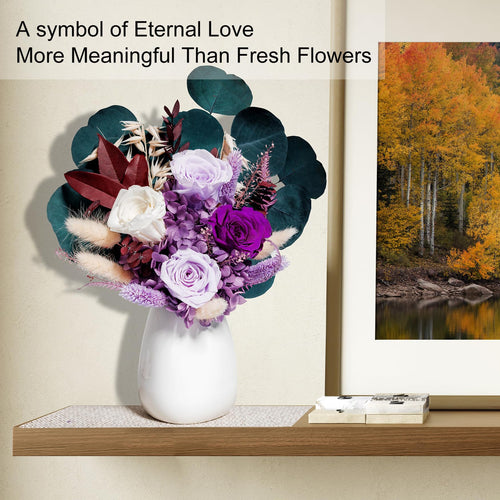 Bonsion Preserved Flowers Gifts for Women, Flower for Delivery, Purple Roses Gifts fo Her, Preserved Roses Bouquets, Birthday Gifts for Grandma, Mothers Day Flowers for Wife