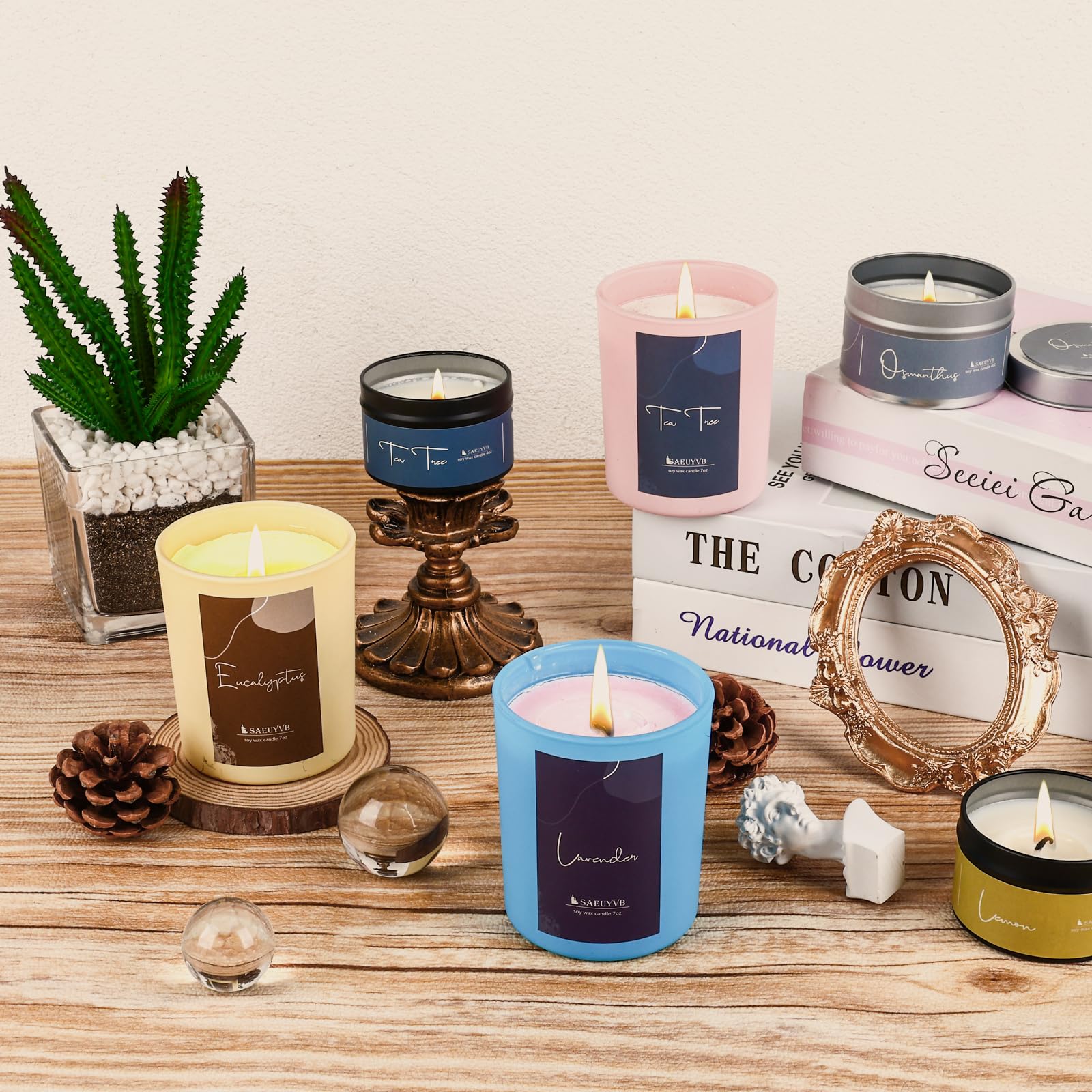 SAEUYVB Candle Making Kit - DIY Starter Soy Candle Making Supplies/Kit - Soy Wax, 10 Jars & Tins, 10 Pleasant Scents, Color Dyes & More，Perfect Candle Making Kit for Adults