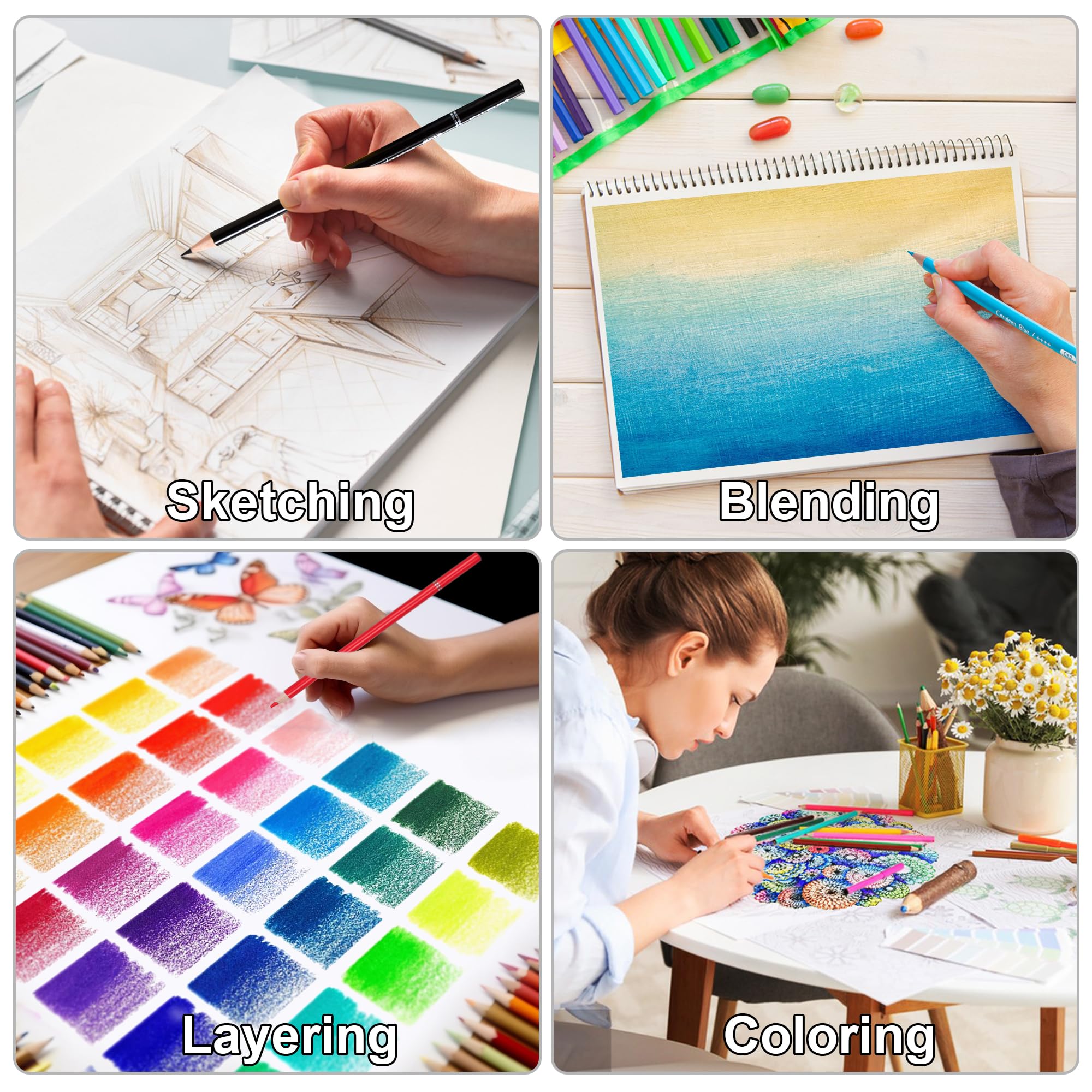 KALOUR 72 Count Colored Pencils for Adult Coloring Books, Soft Core,Ideal for Drawing Blending Shading,Color Pencils Set Gift for Adults Kids Beginners