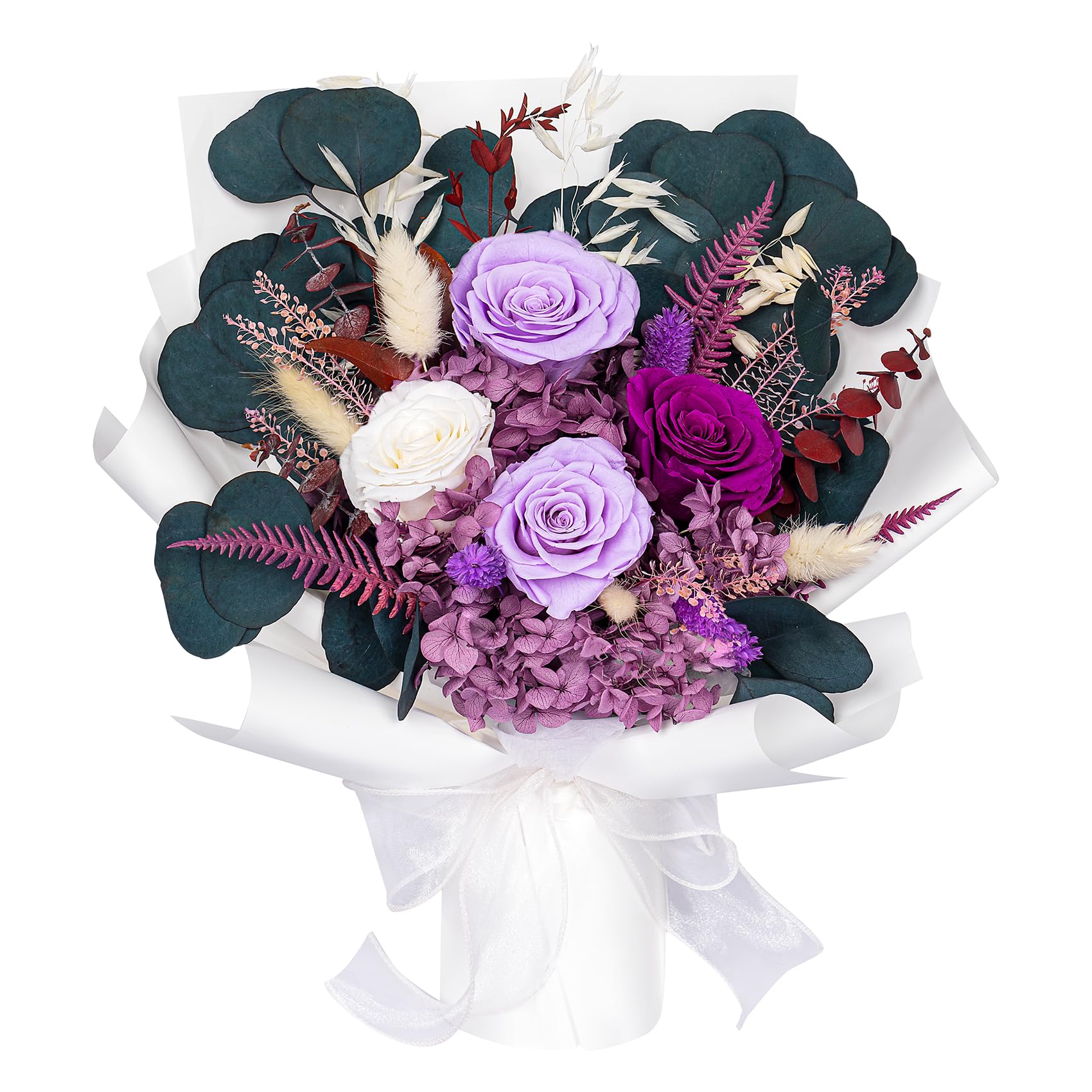 Bonsion Preserved Flowers Gifts for Women, Flower for Delivery, Purple Roses Gifts fo Her, Preserved Roses Bouquets, Birthday Gifts for Grandma, Mothers Day Flowers for Wife