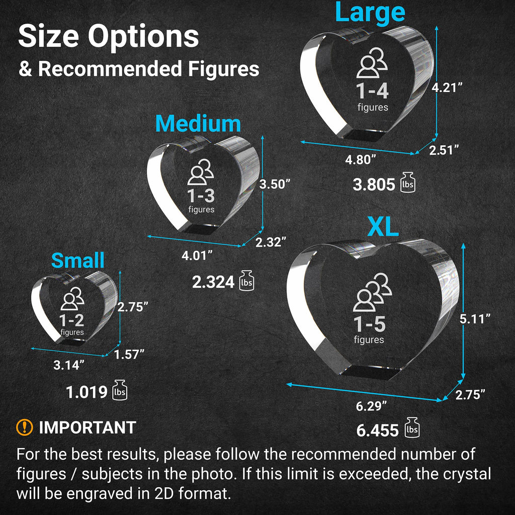 ArtPix 3D Crystal Photo, Valentines Day Personalized Gifts for Women, Wife, Men, Her, Him, Great V-Day Custom Gift with Your Own Photo, Customized Glass 3D Laser Etched Picture Wedding - Heart