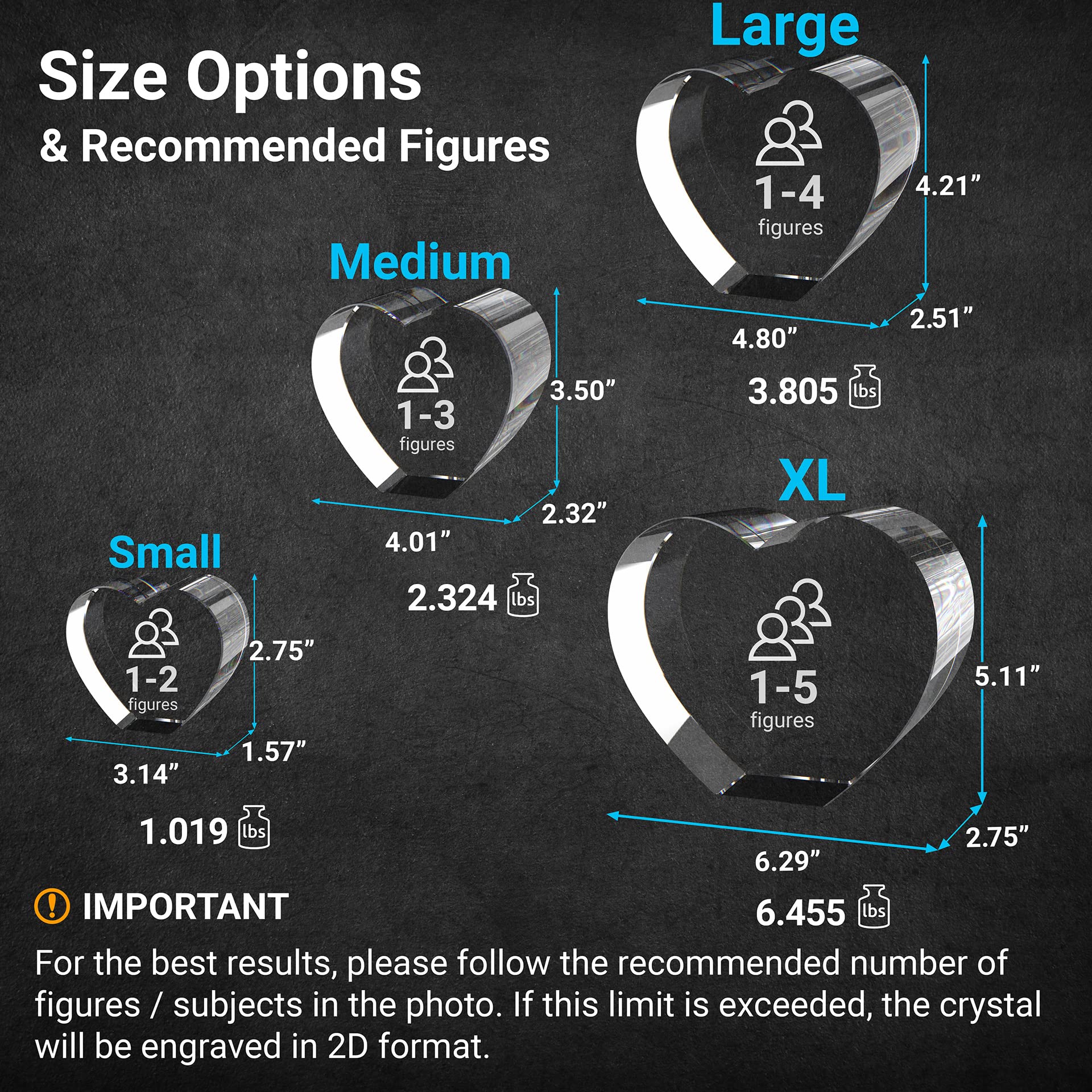 ArtPix 3D Crystal Photo, Valentines Day Personalized Gifts for Women, Wife, Men, Her, Him, Great V-Day Custom Gift with Your Own Photo, Customized Glass 3D Laser Etched Picture Wedding - Heart